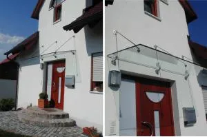 Ganzglas-Edelstahl-Vordach Berlin